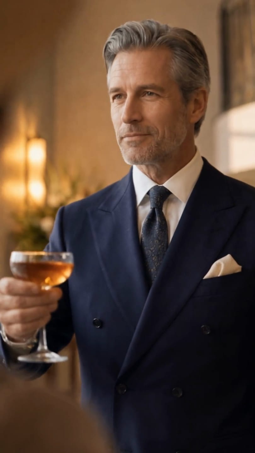 Still from the National Hotel film: a cocktail held in the Deco-lit bar